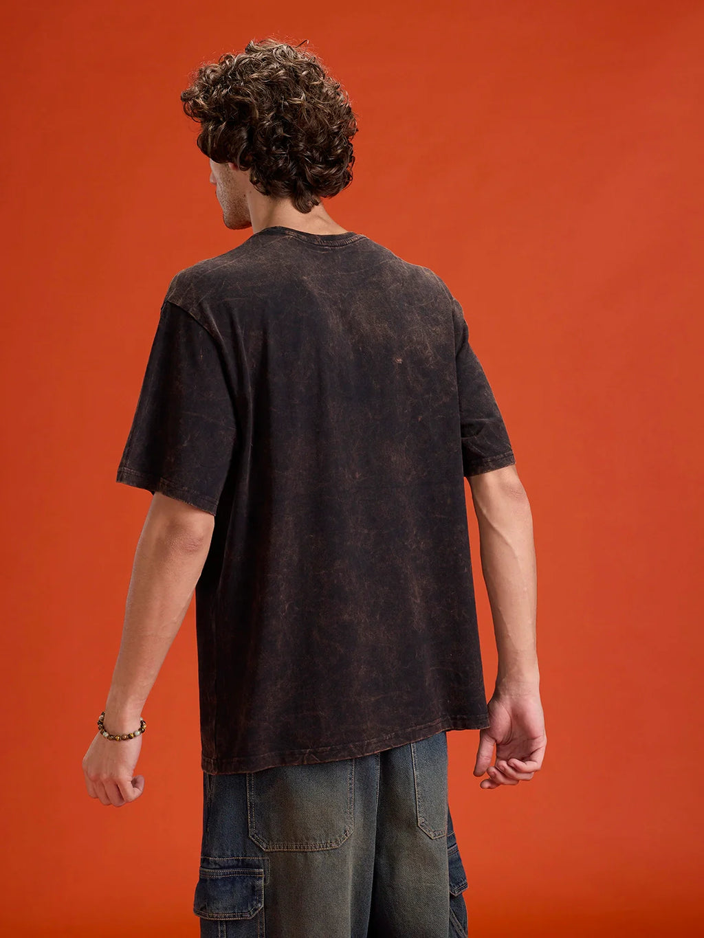 Acid Washed Retro Inspired Graphic Printed Oversized Fit T-shirt | Black