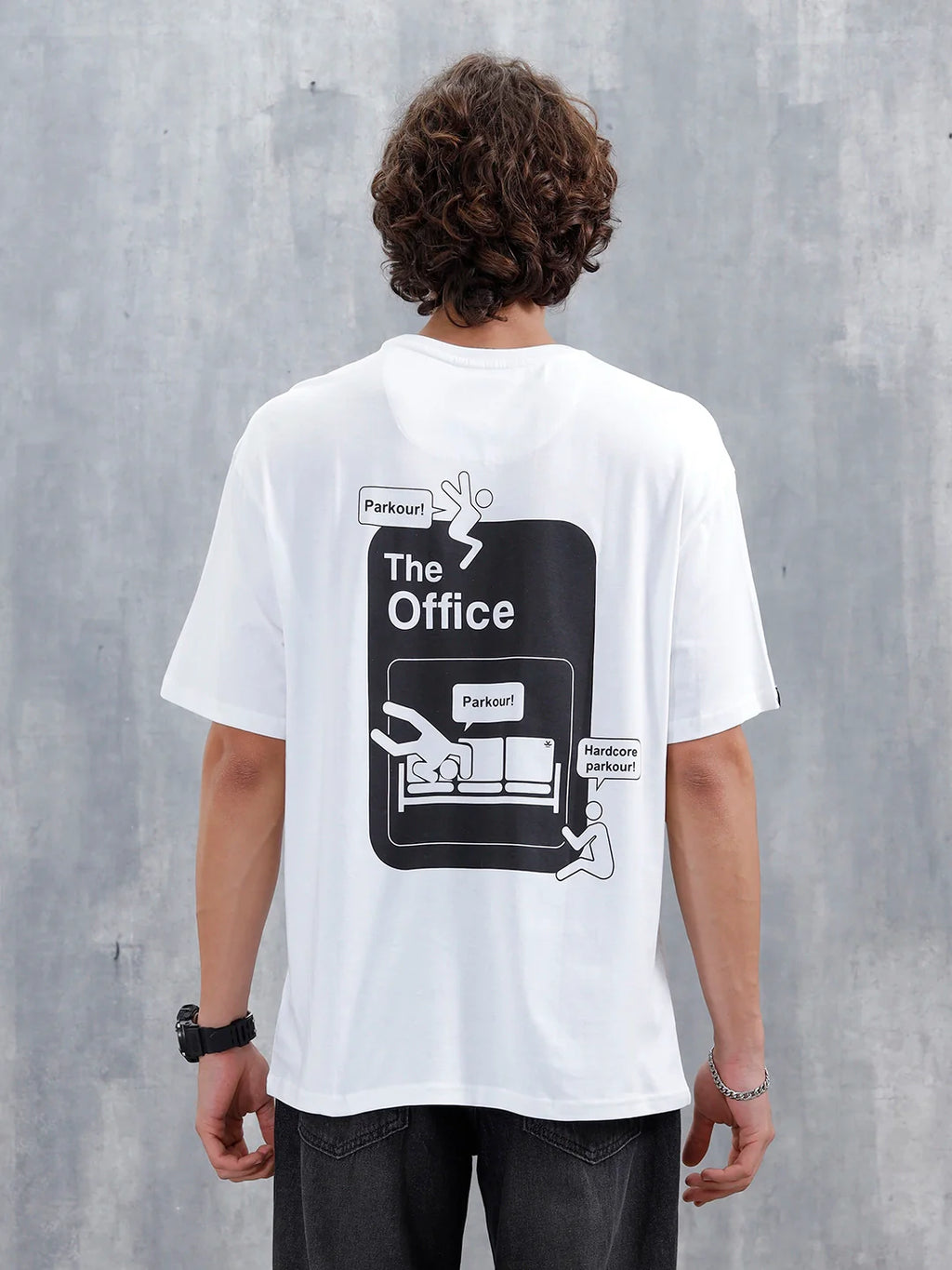 Casual Men’s Oversized T-Shirt Featuring The Office | White
