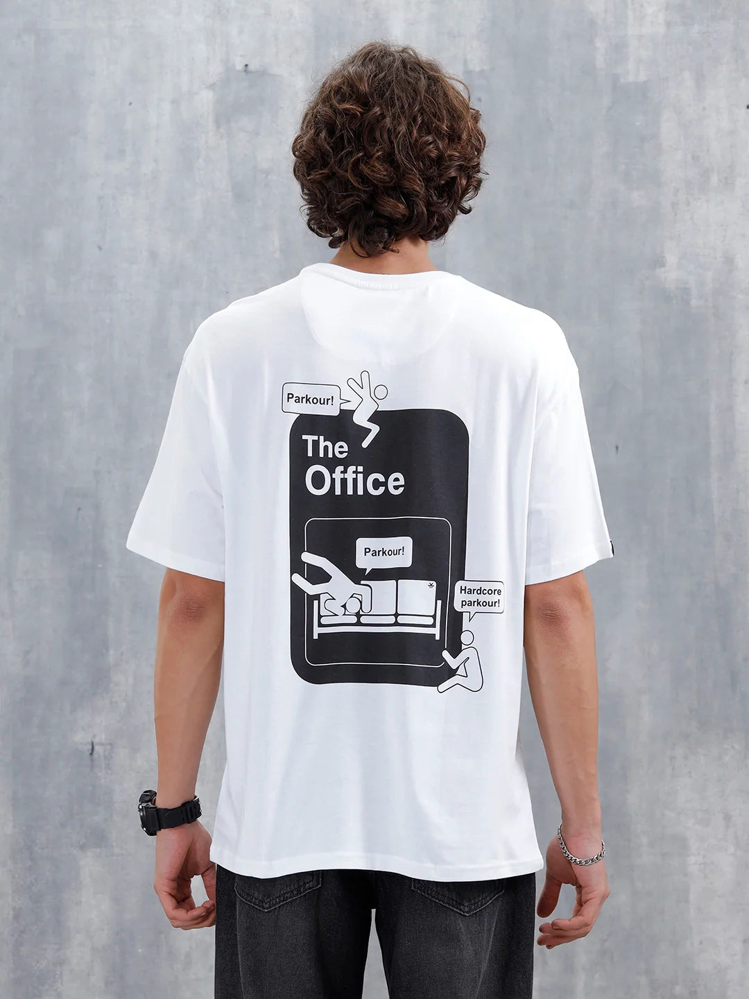Casual Men’s Oversized T-Shirt Featuring The Office | White