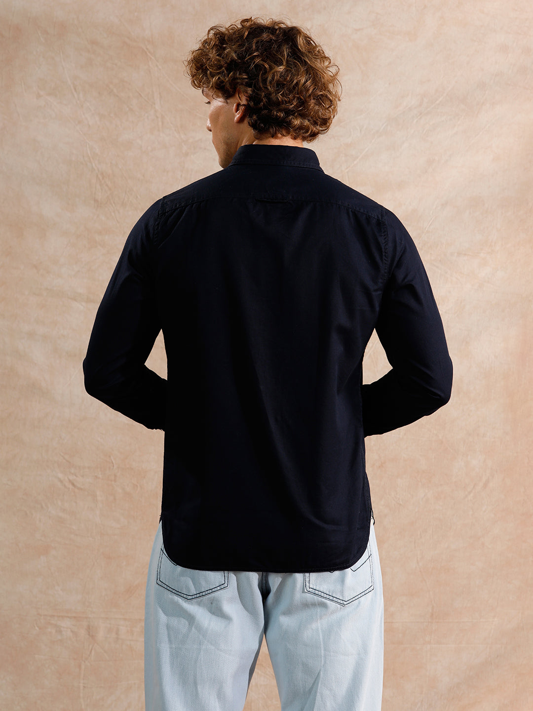 Double Pocket Solid Shirt | Navy Blue