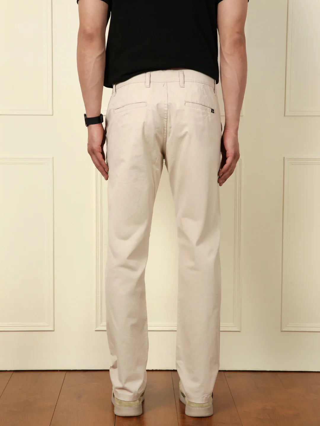 Peached Cotton Slim Fit Trouser | Beige