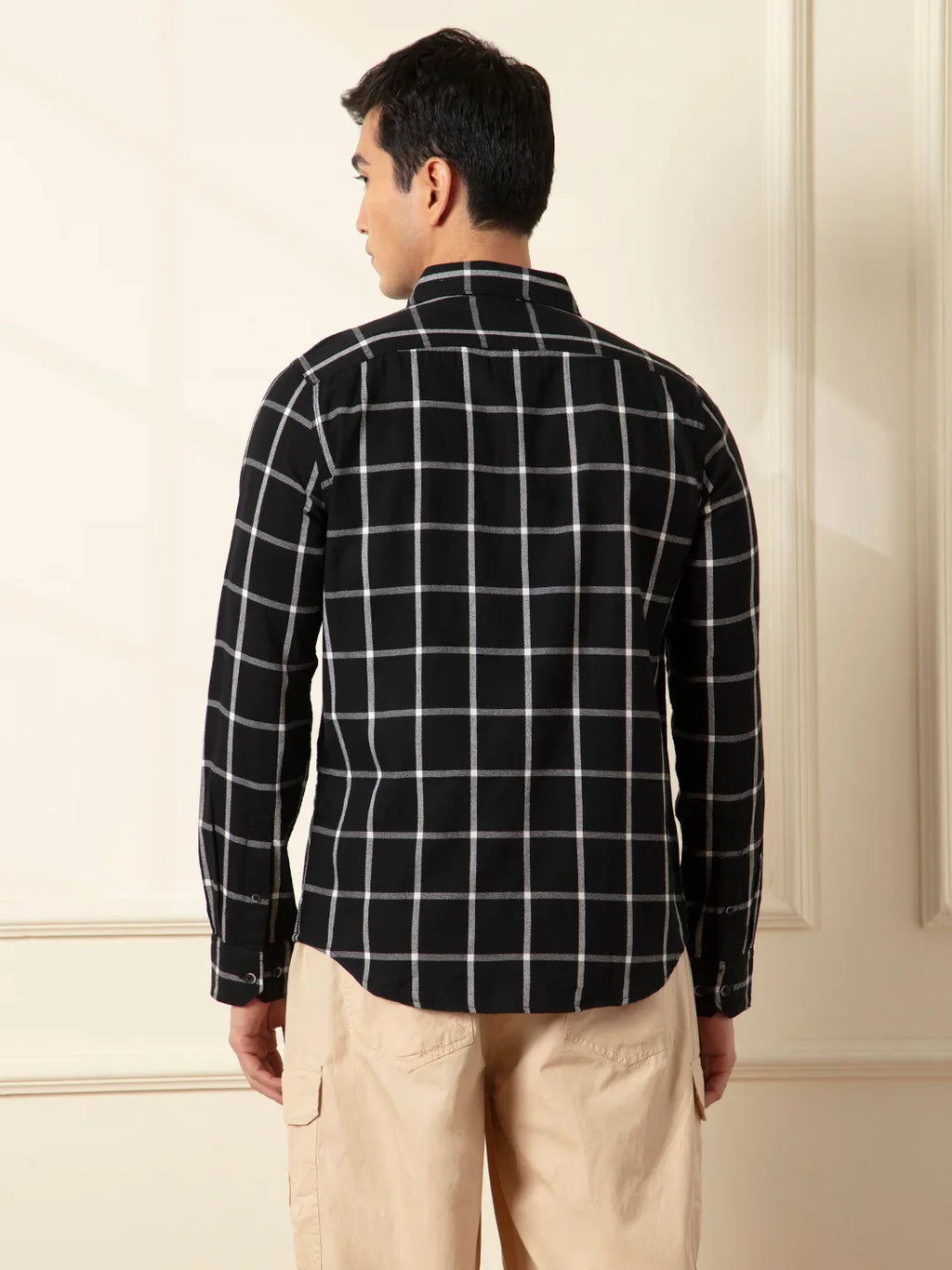 Checked Window Panel Shirt | Black