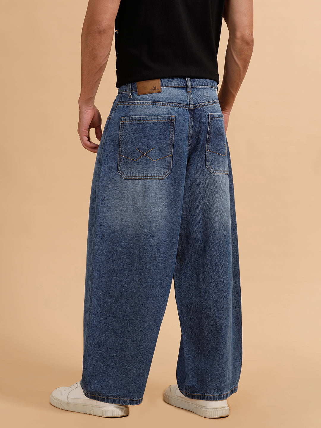 Casual Heavy Fade Baggy Fit Jeans | Blue