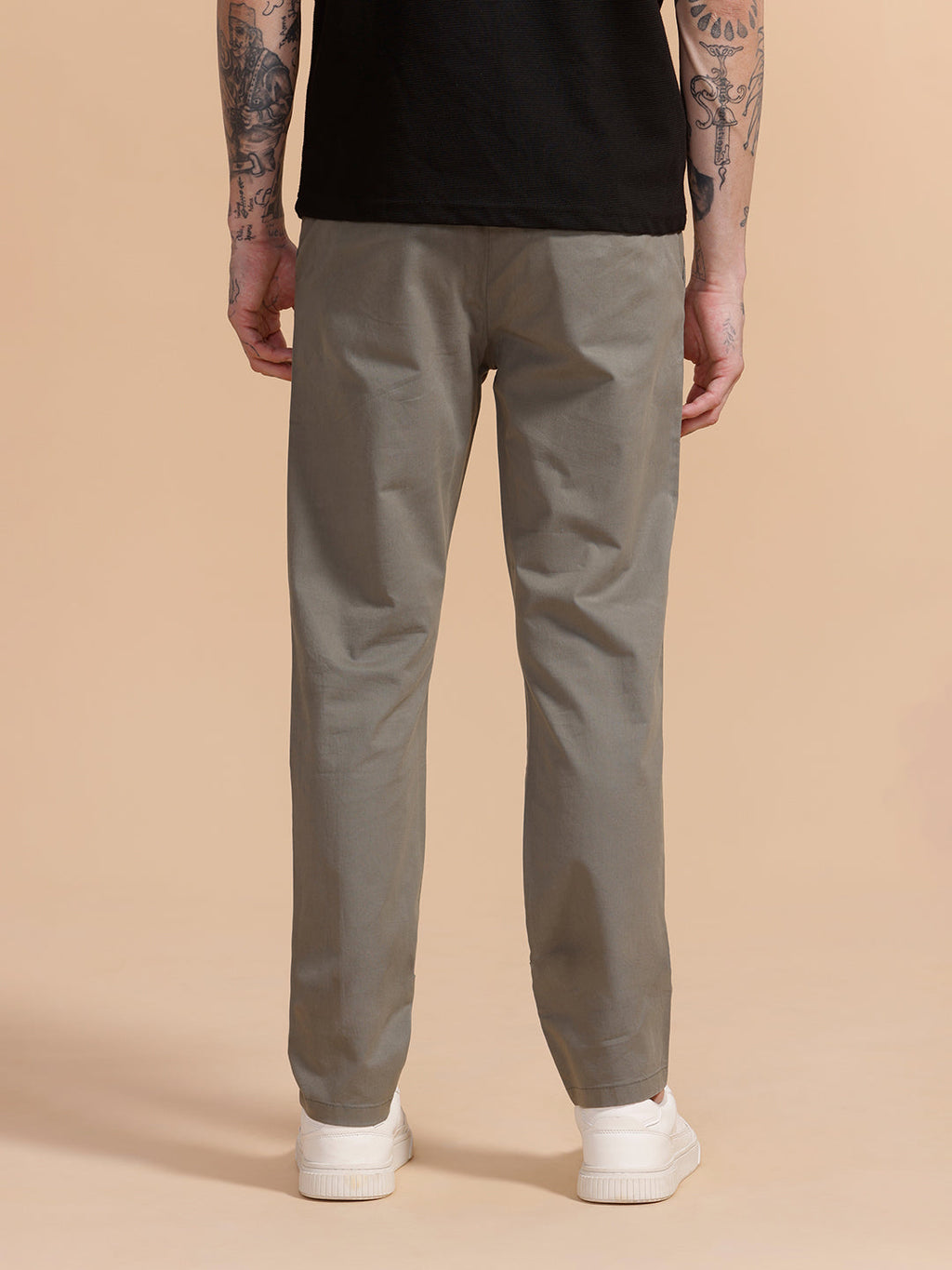 Cotton Blend Chino Trouser | Grey