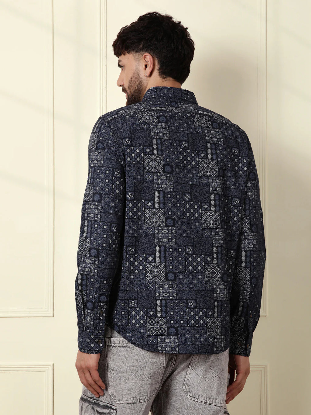 Abstract Patterns AOP Shirt | Navy Blue