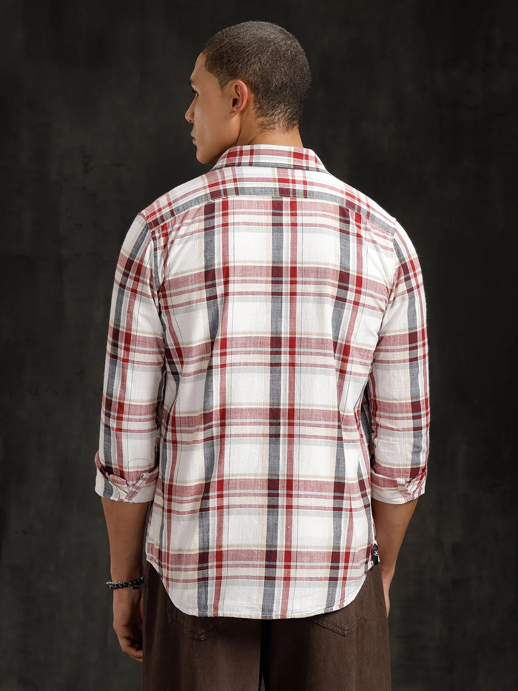 Checkered Cotton Slub Shirt | White
