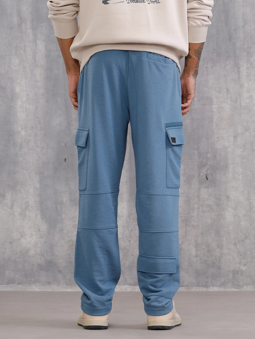 Comfort Fit Trackpants With Utility Cargo Pockets | Blue