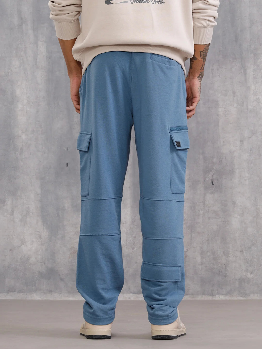 Comfort Fit Trackpants With Utility Cargo Pockets | Blue