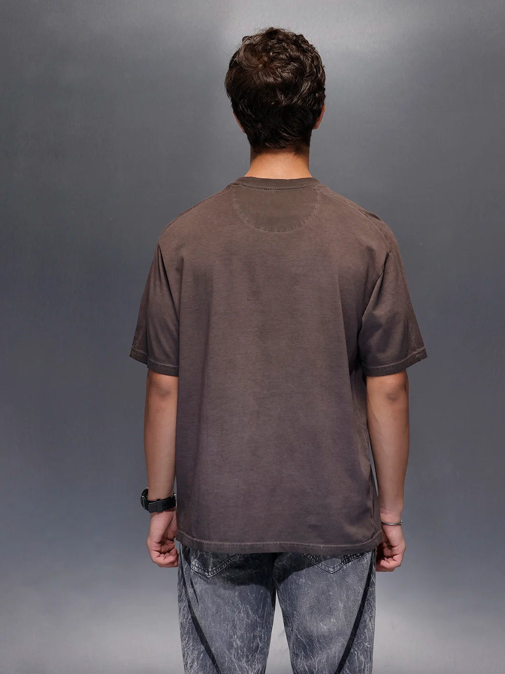 Men's Wrogn Branded Oversized washed Tee |  Brown