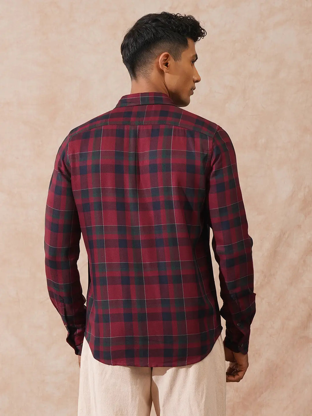 Checked Light Weight Shirt | Wine