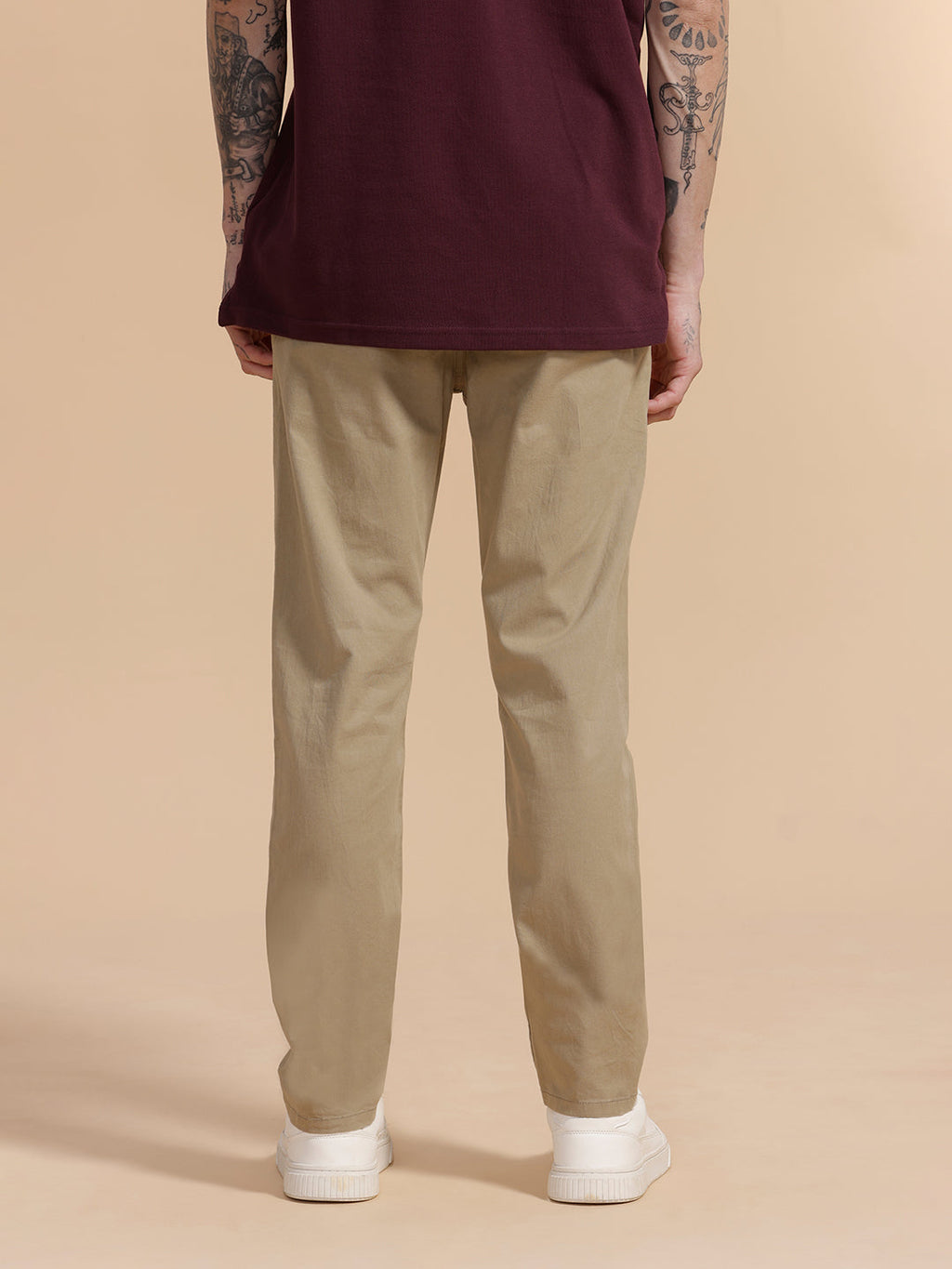 Cotton Blend Chino Trouser | Olive