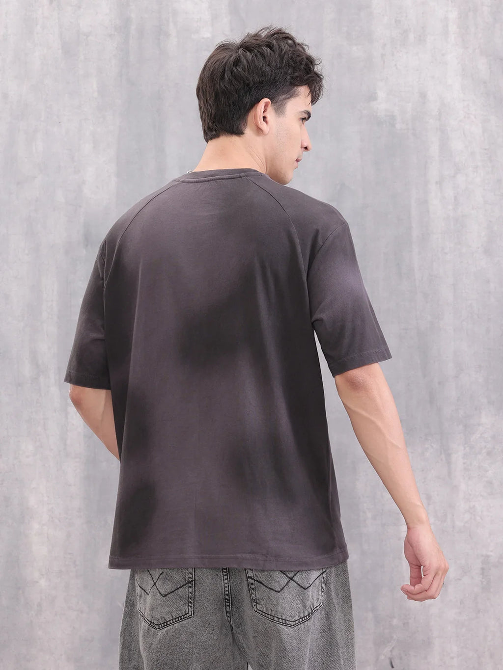 Washed Raglan Sleeve Oversized Men T-shirt | Dark Grey