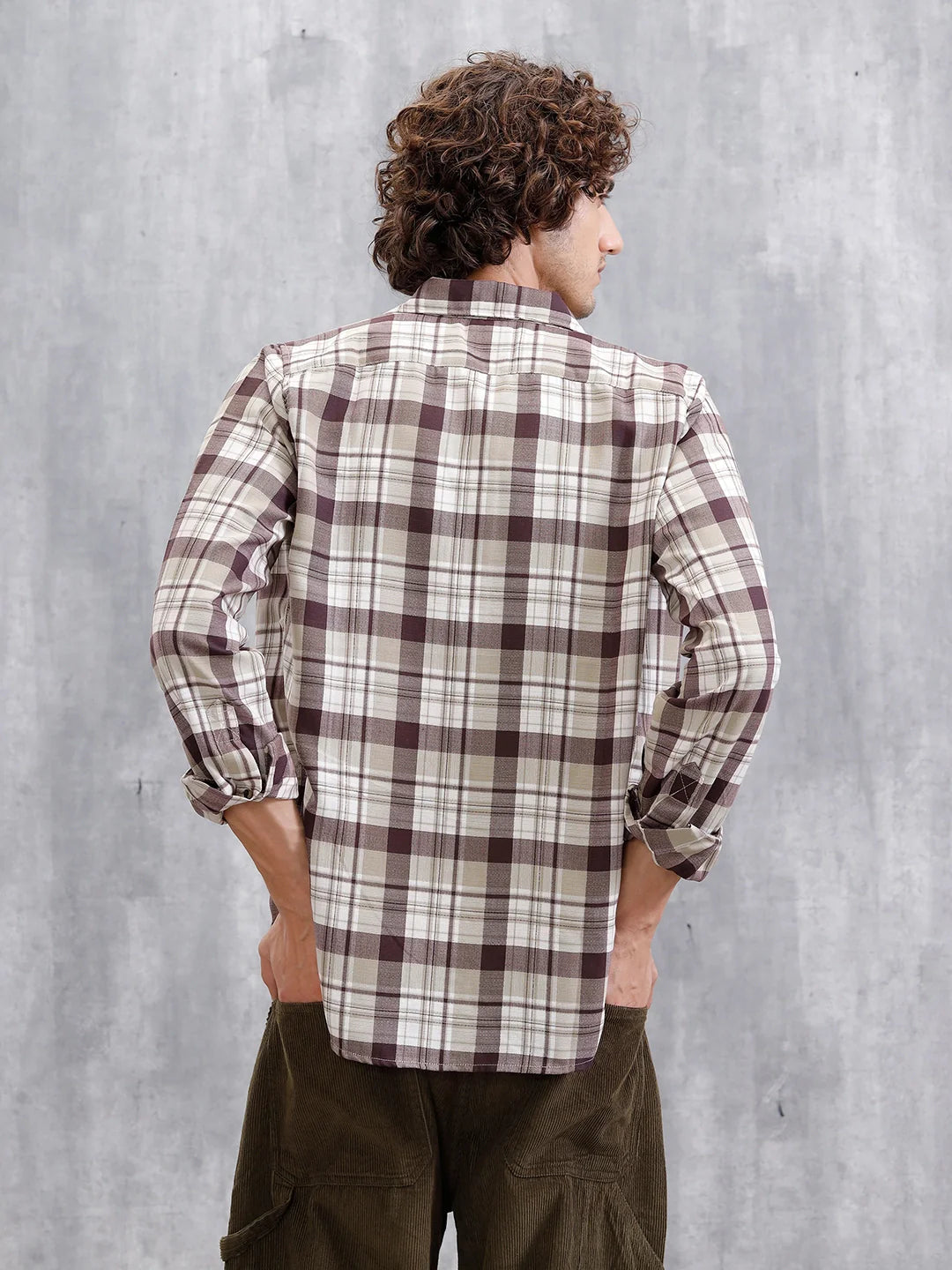 Checkered Full Sleeve Shirt | Brown