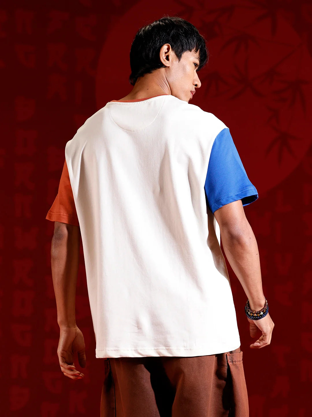 Color-block graphic oversized T-shirt | off-white