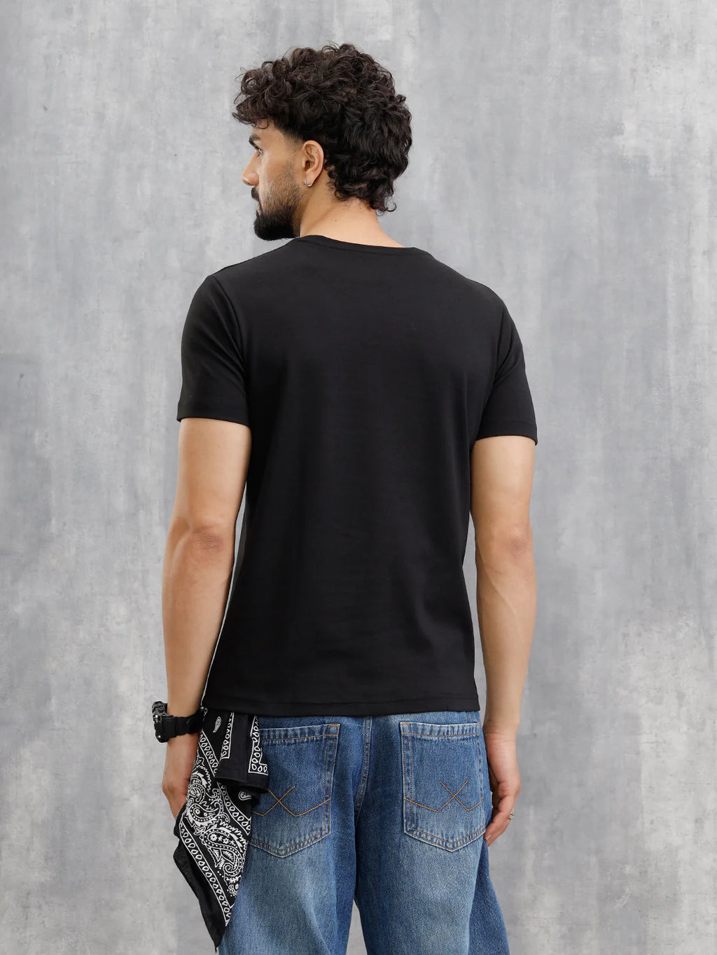 Premium Interlock Base With Dark Floral Logo Brand Carrier Crew Neck T-Shirt | Black
