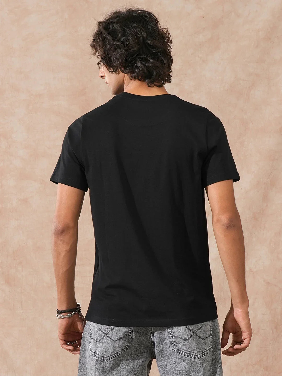 Foil Printed Slim Fit T-Shirt | Black