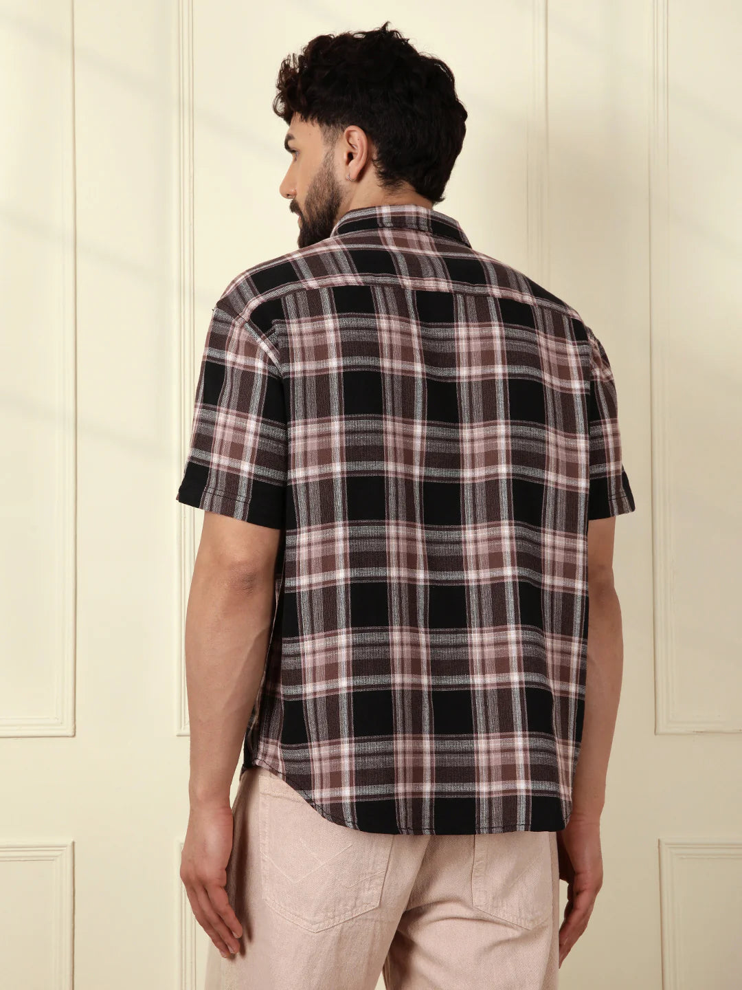 Checked Open Dobby Shirt | Black