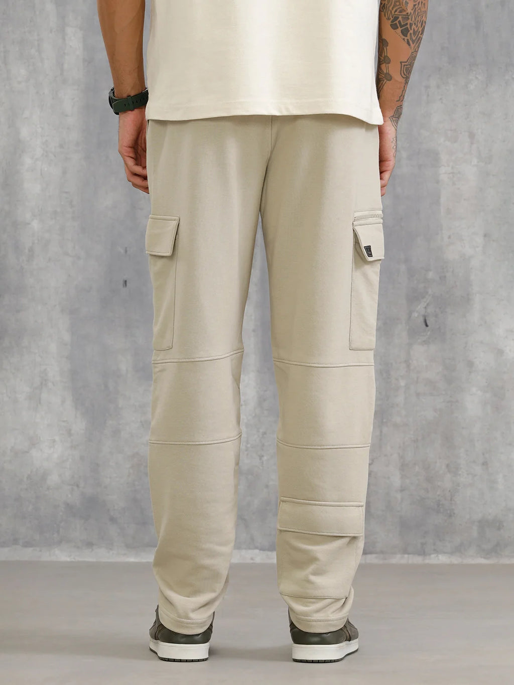 Comfort Fit Trackpants With Utility Cargo Pockets | Light Green