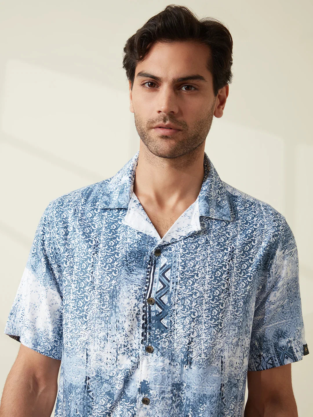 AOP Fluid Light Weight Viscose Shirt | Blue