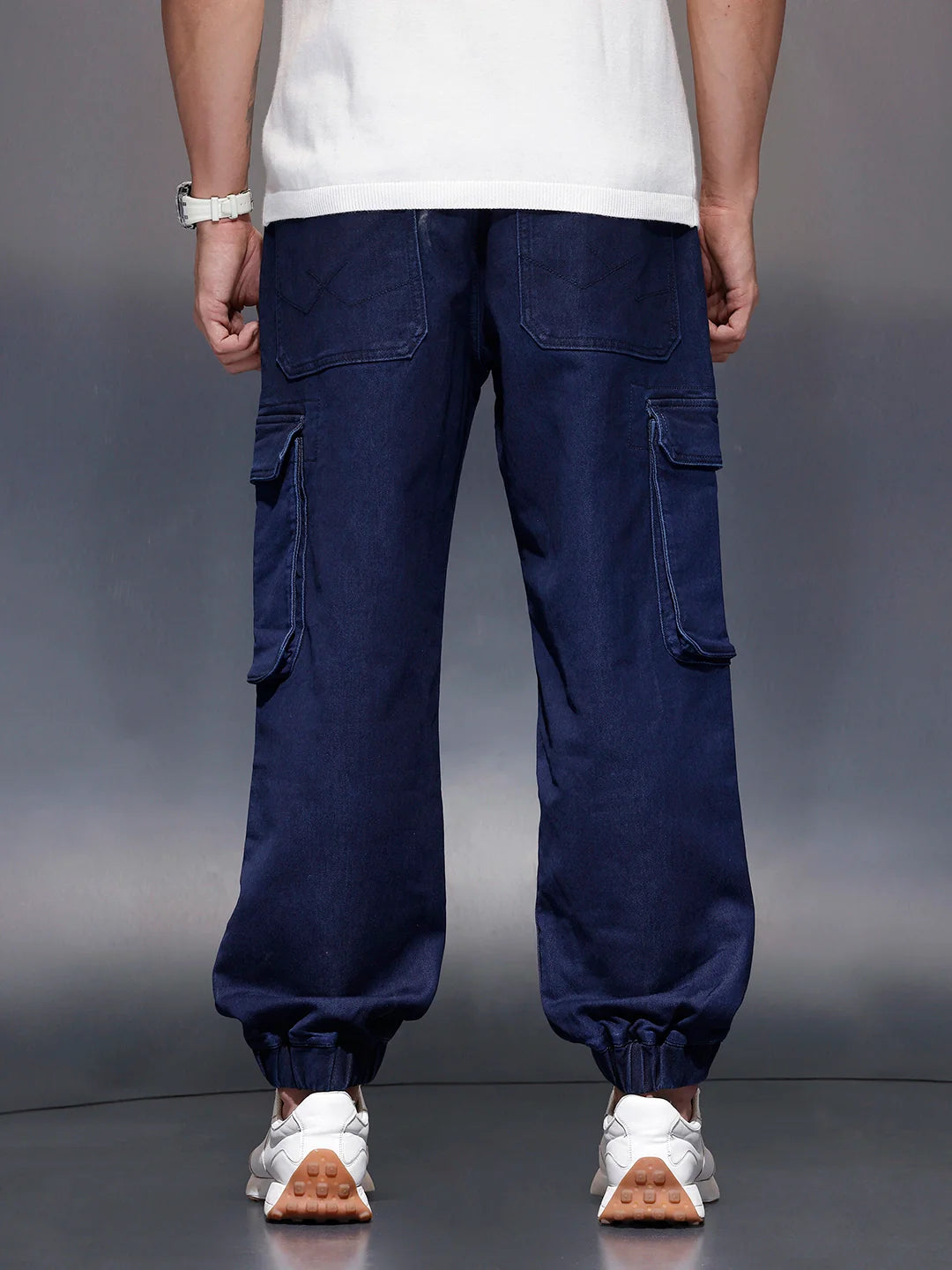 Men's casual wowen jogger with box pockets | Blue