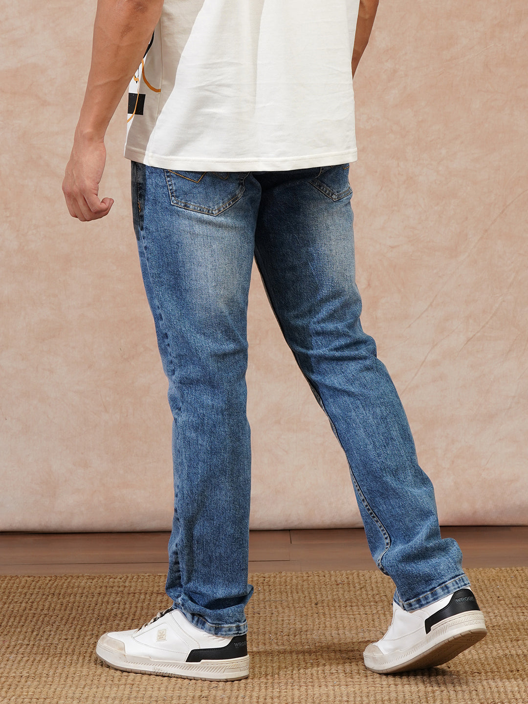 Casual Heavy Fade Straight Fit Jeans | Blue