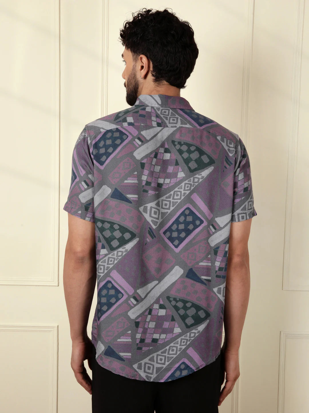 AOP Fluid Light Weight Viscose Shirt | Grey