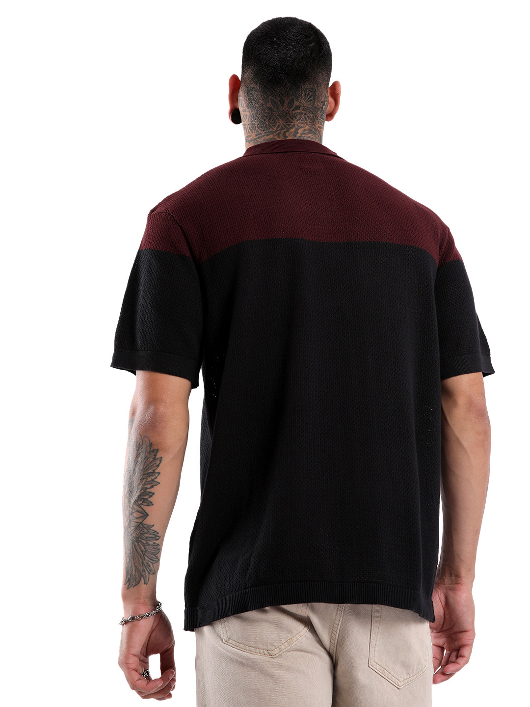 Colour-Blocked Flat Knit Shirt