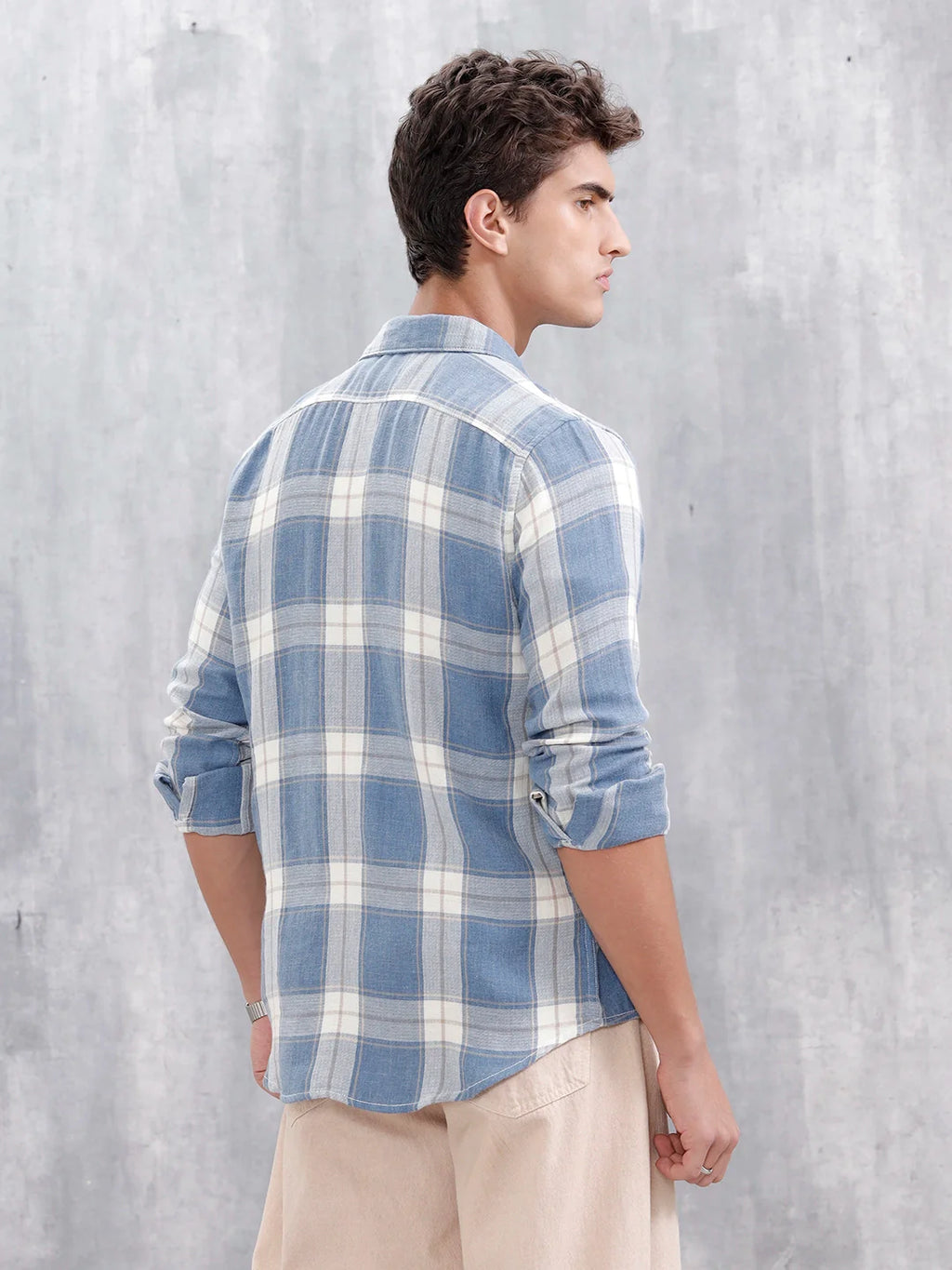 Checkered Pattern Casual Shirt For Men |Blue