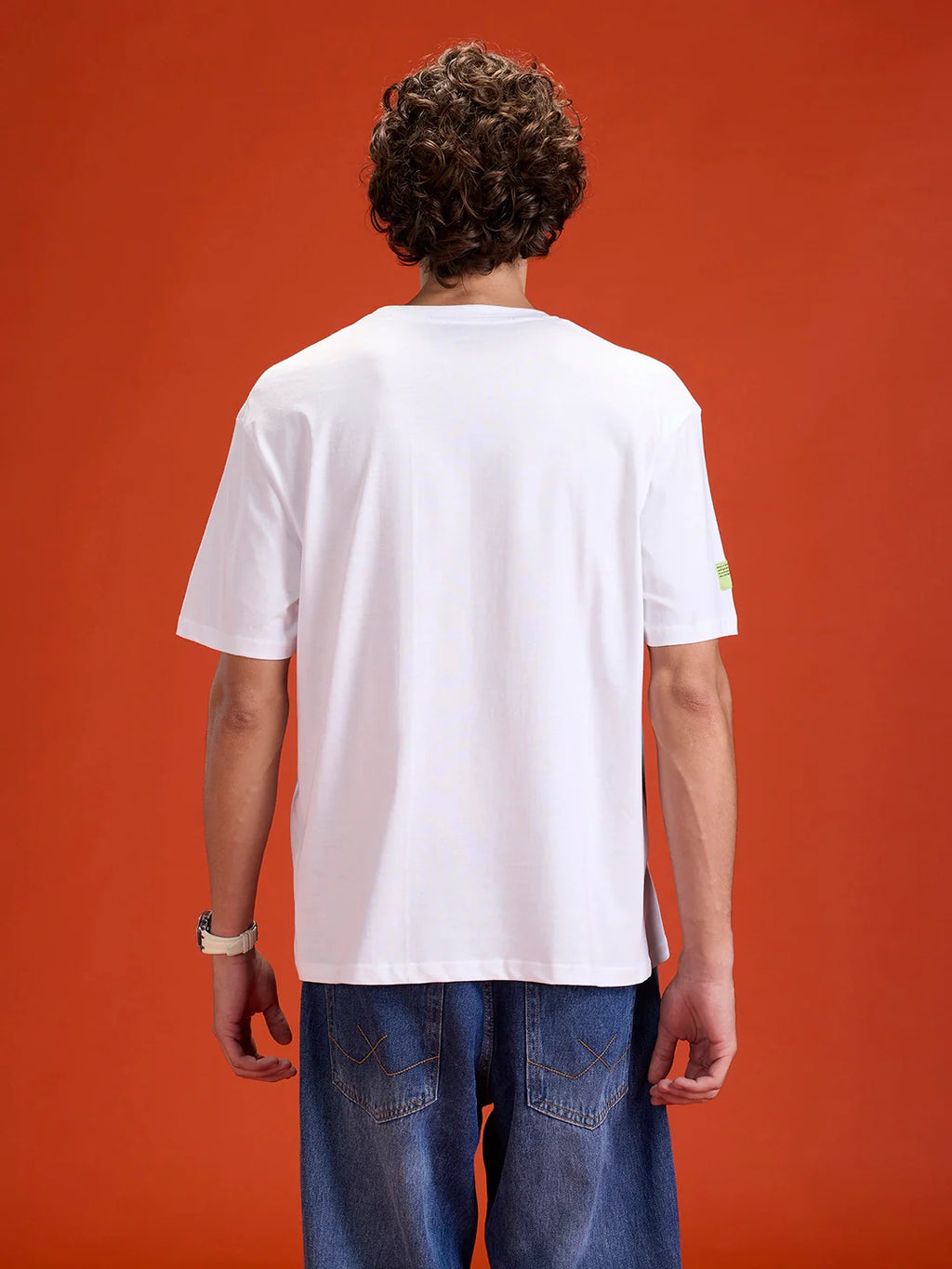 Casual Men Sporty Look Oversized Fit Tee With Print | White
