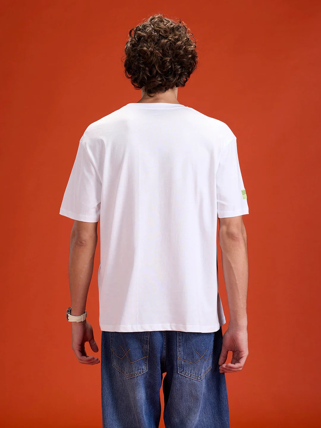 Casual Men Sporty Look Oversized Fit Tee With Print | White