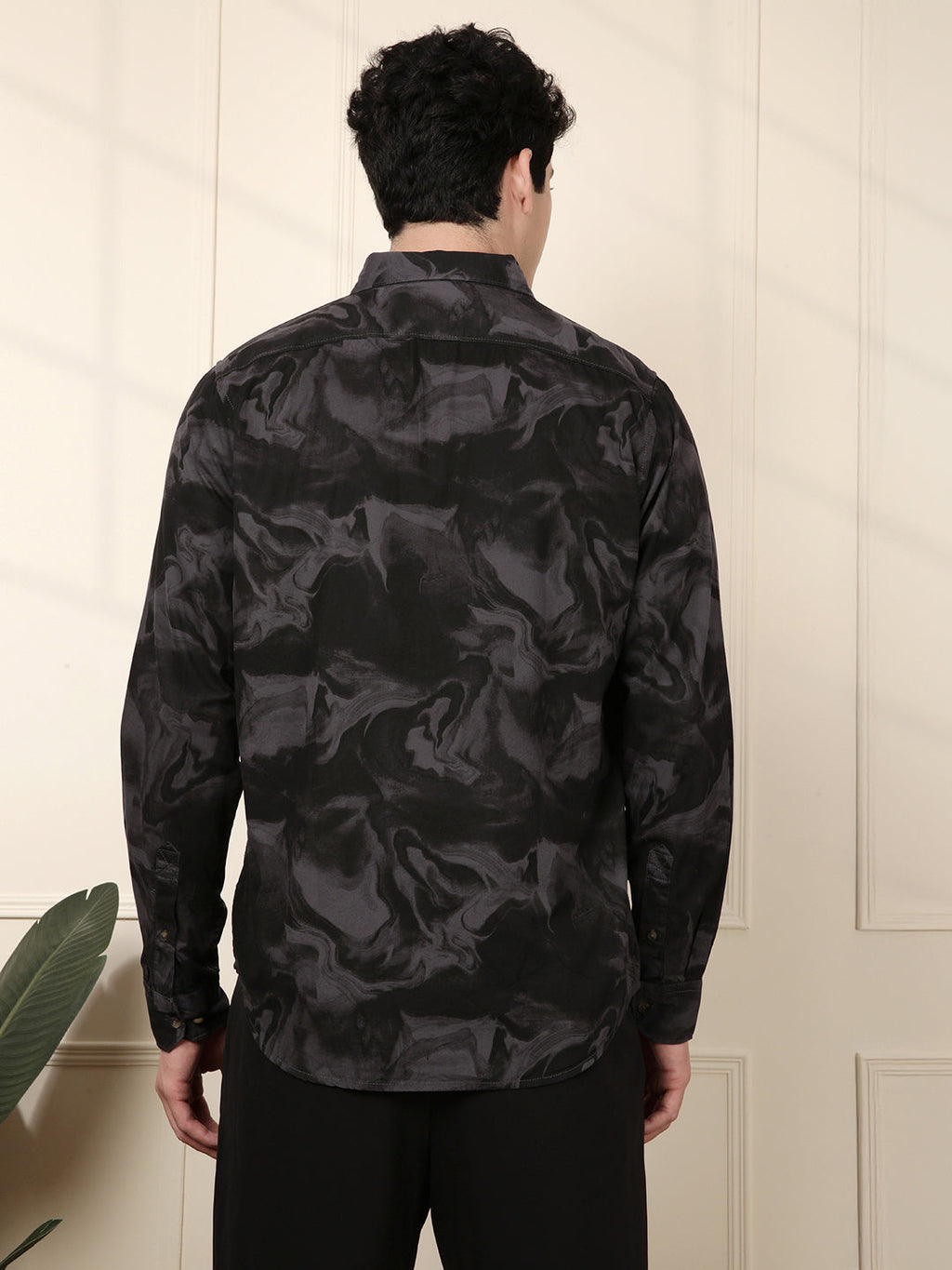 Abstract Slim Fit AOP Shirt | Black