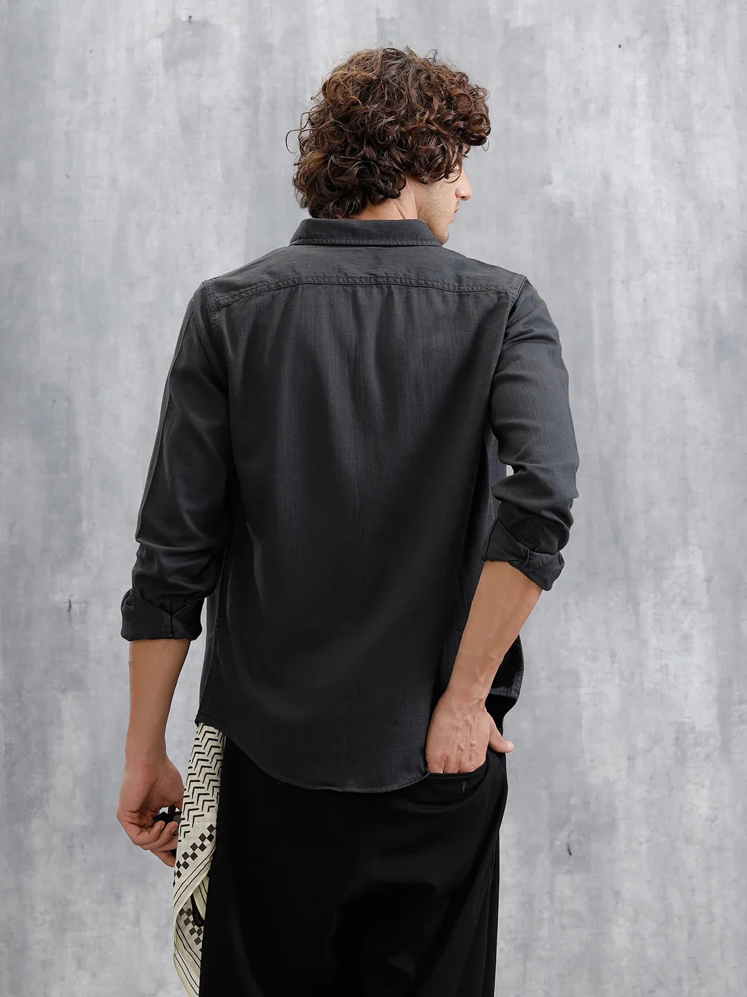 Cotton Slub Overdyed Shirt | Black