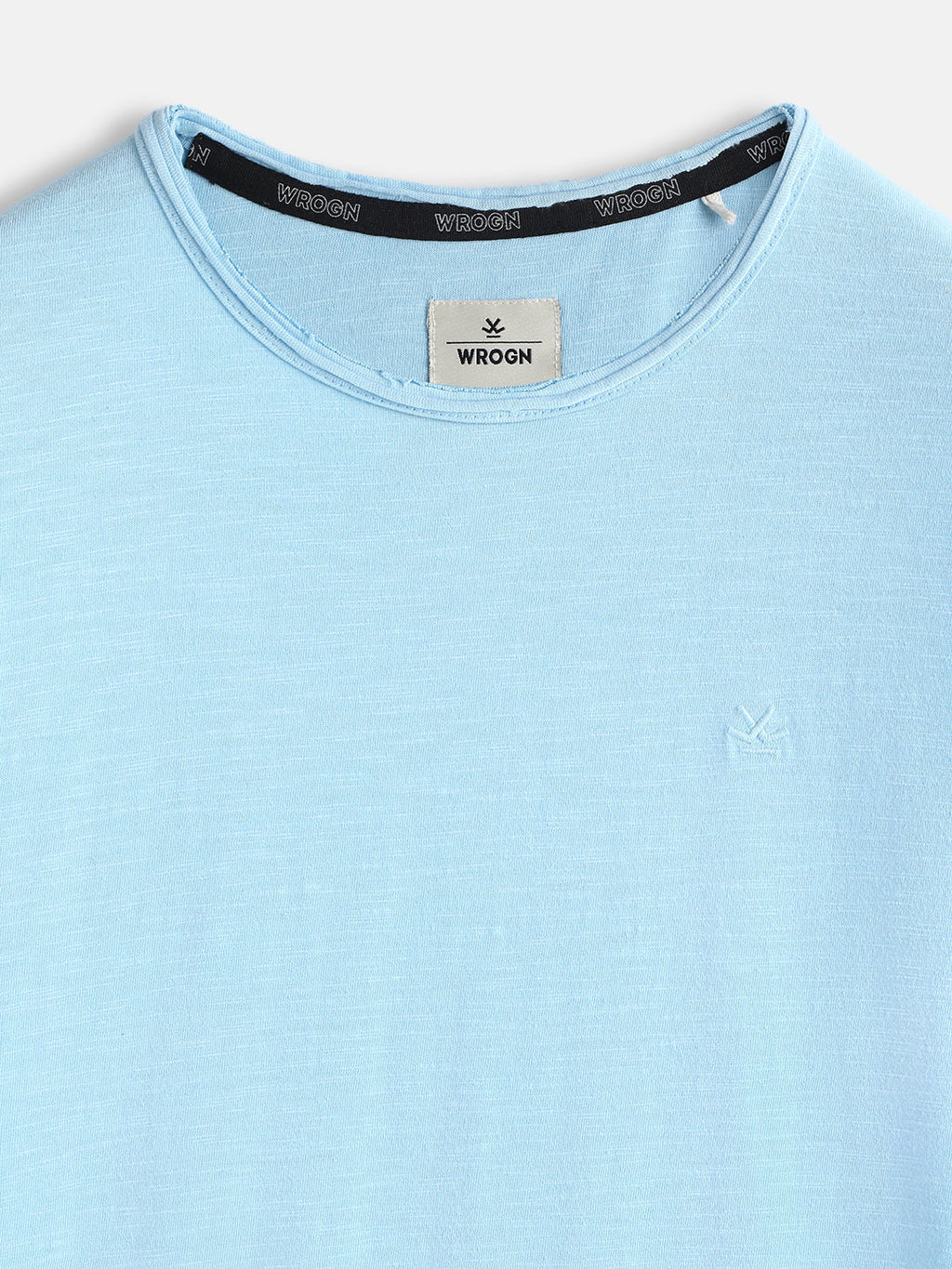 Raw Edged Blue Crew Neck T-Shirt
