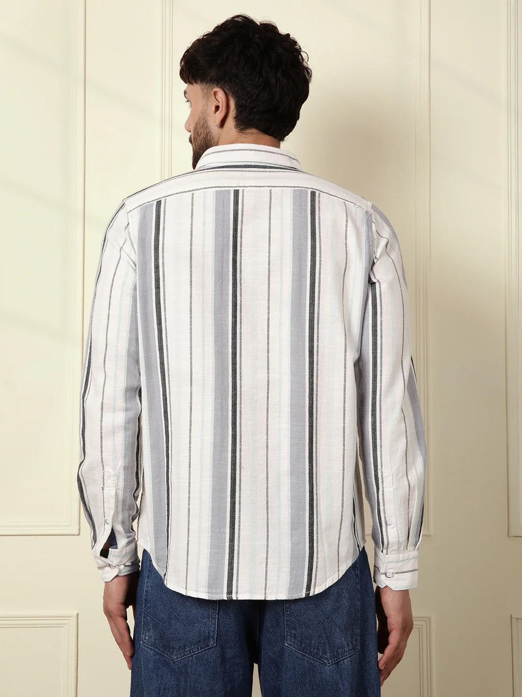 Classic Textured Stripes Shirt | Grey