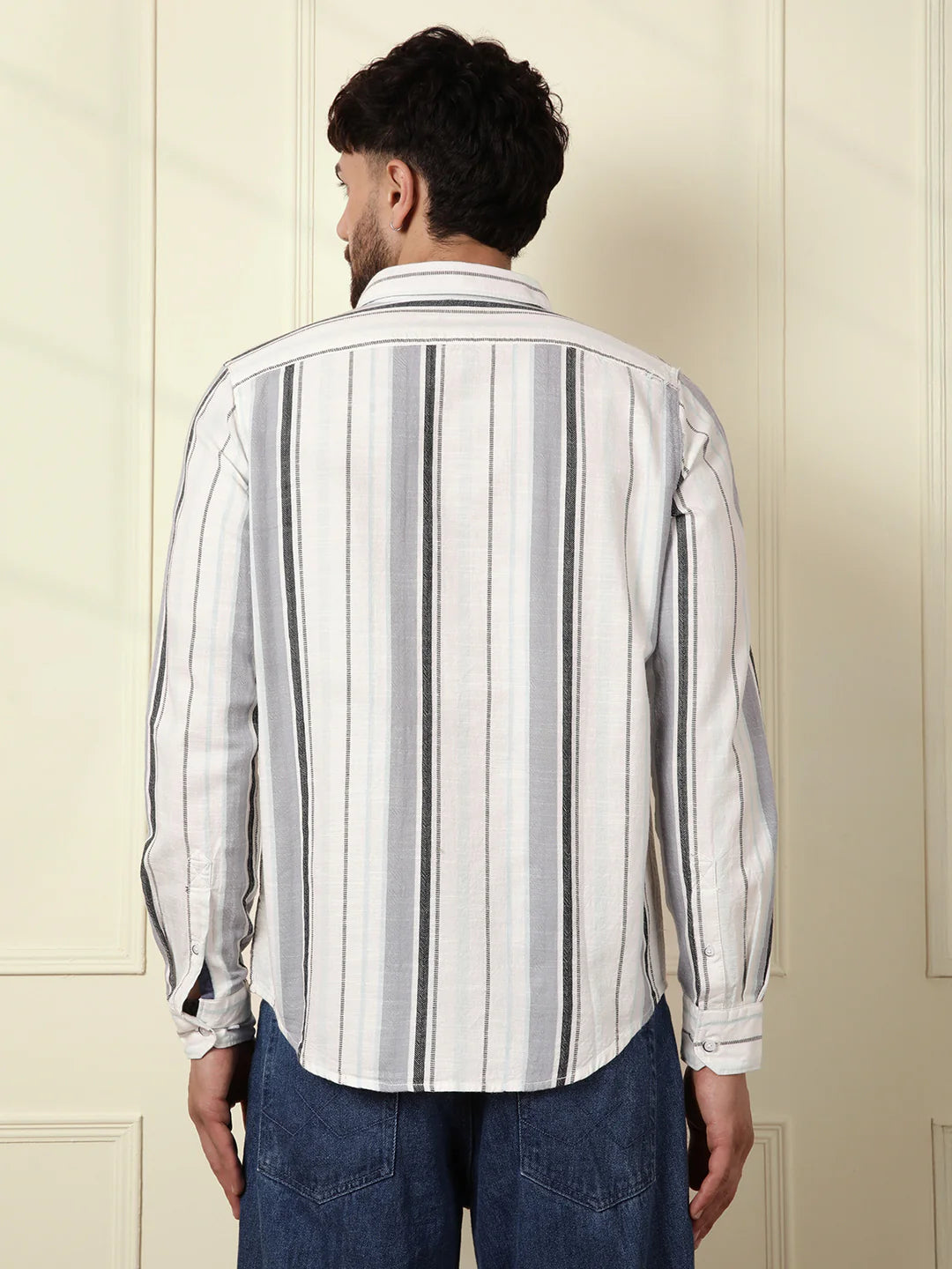 Classic Textured Stripes Shirt | Grey