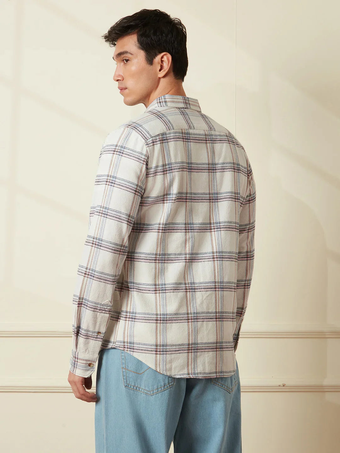 Classic White Slim Fit Checked Shirt