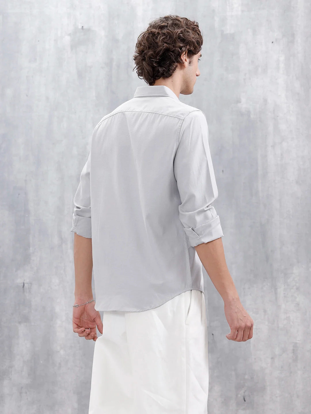 Classic Solid Slim Fit Casual Shirt | Grey