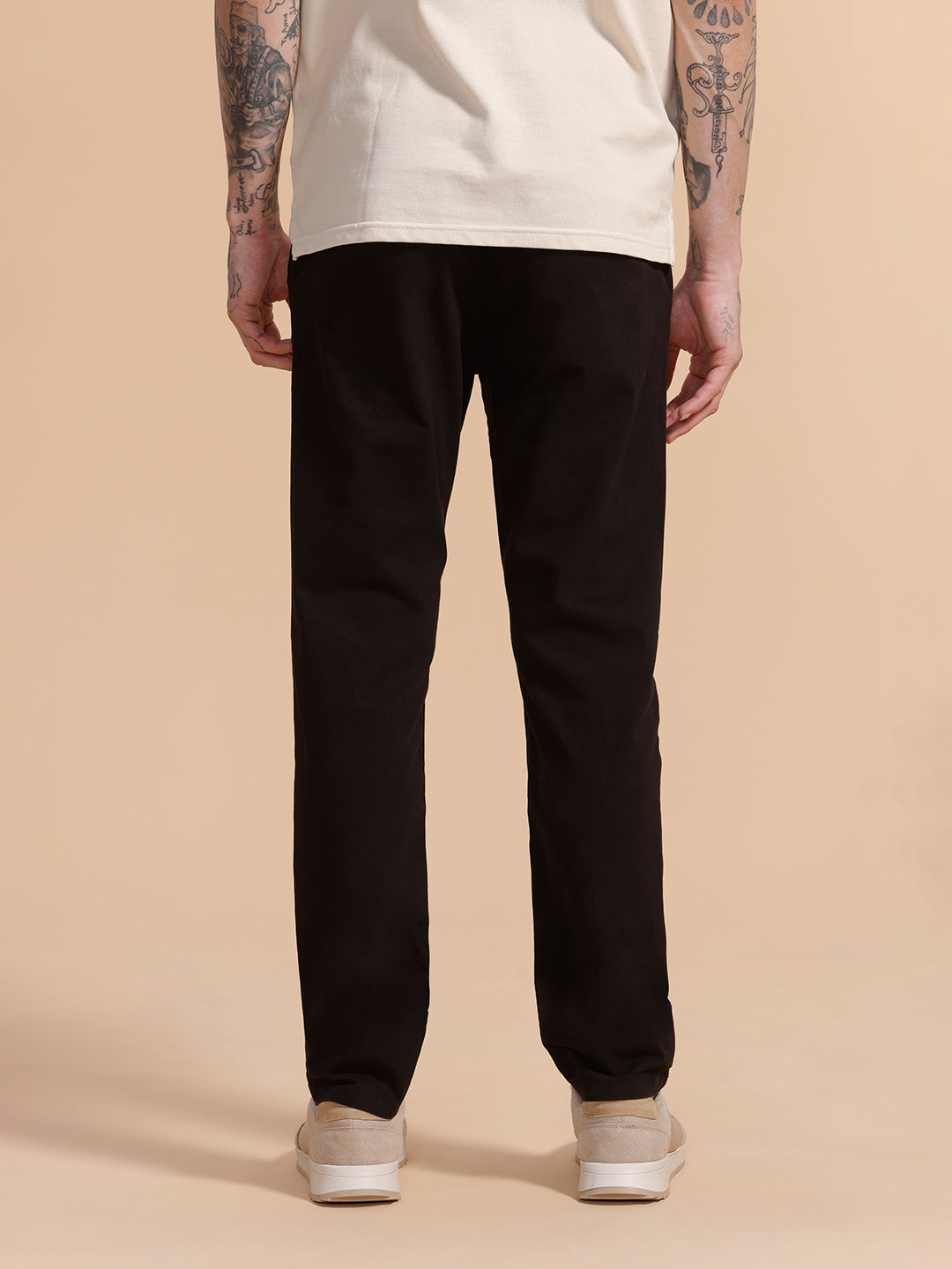 Cotton Blend Chino Trouser | Black