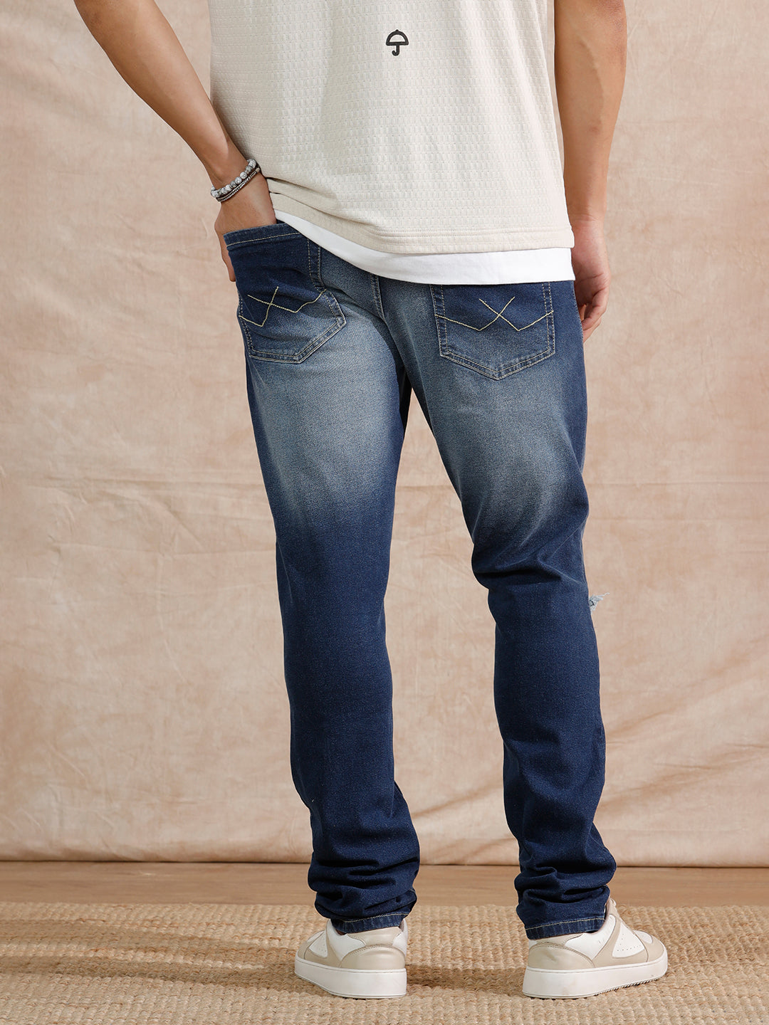 Distressed Heavy Fade Slim Fit Jeans | Blue