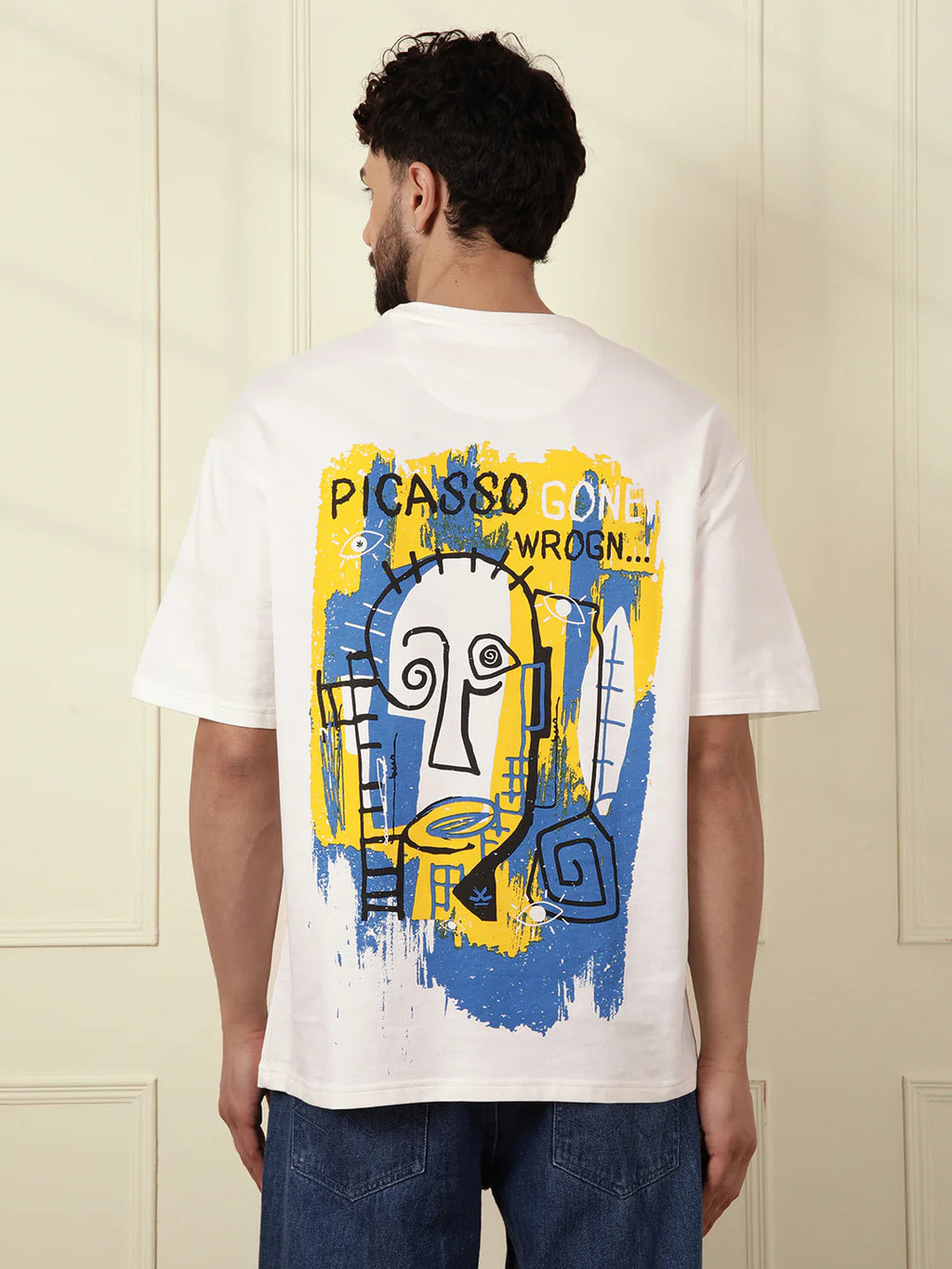 Heavy GSM Printed Picasso T-Shirt | Off White