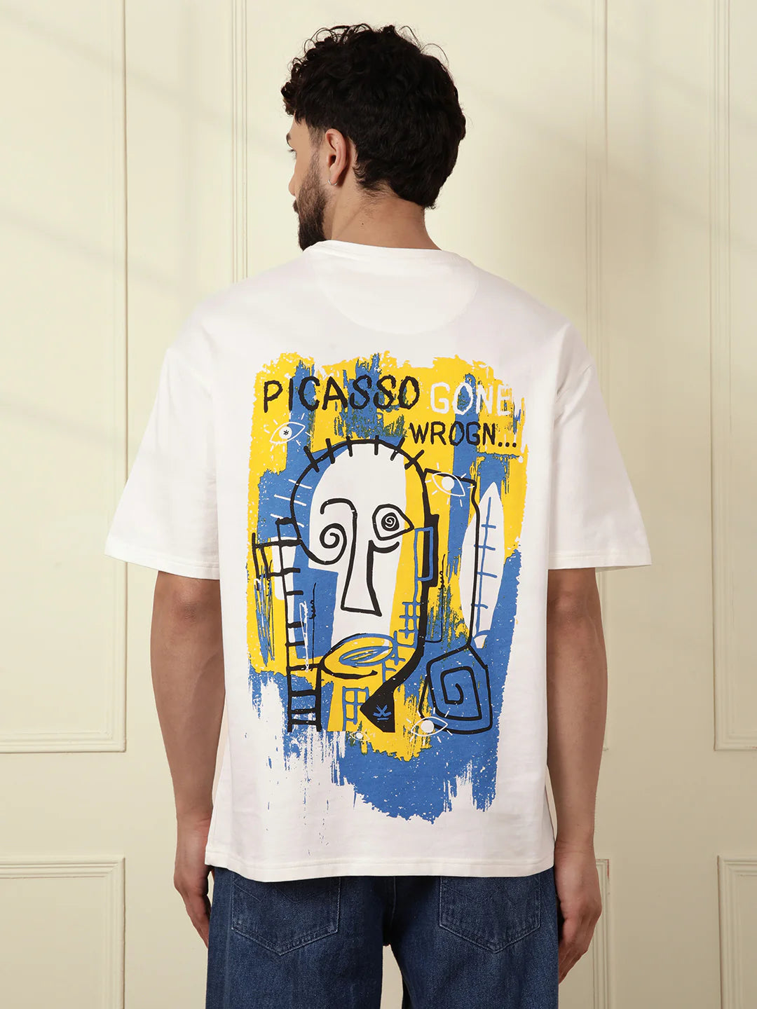 Heavy GSM Printed Picasso T-Shirt | Off White