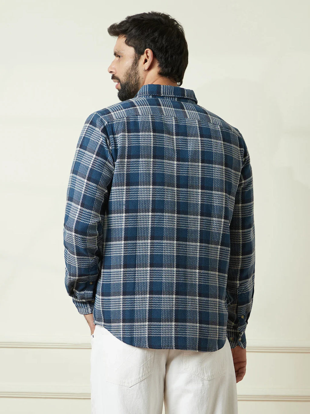 Checked Dobby Pattern Shirt | Blue