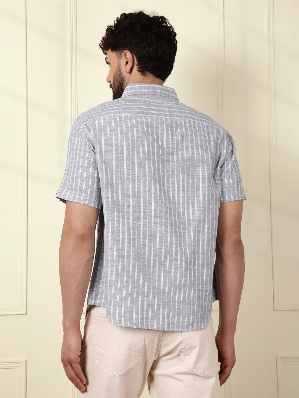 Classic Cotton Slub Striped Shirt | Blue