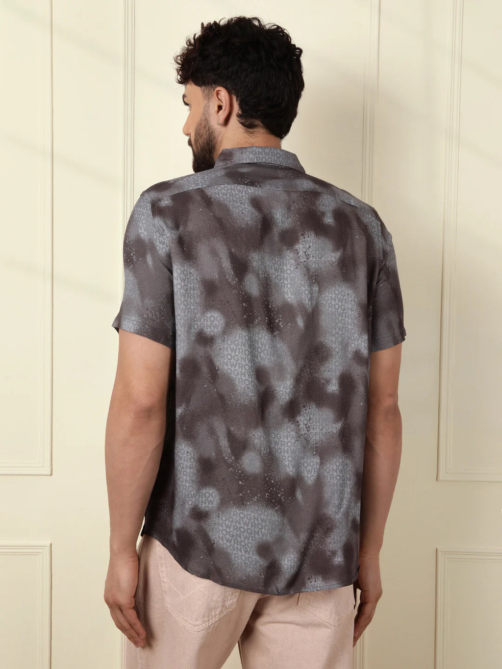 AOP Flowy Viscose Shirt | Grey