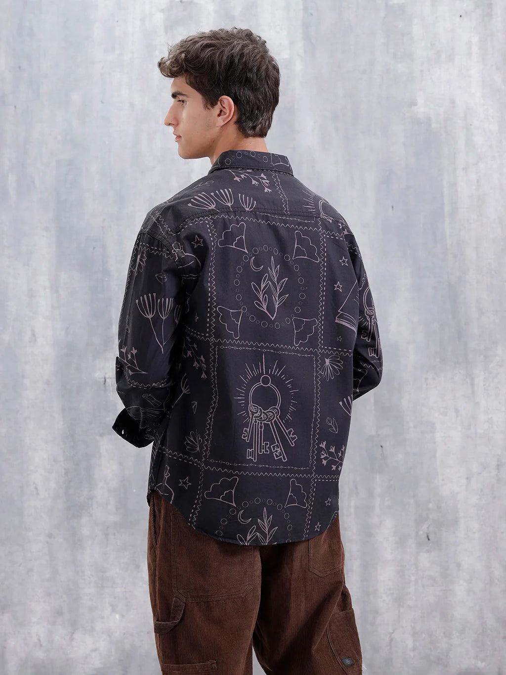 Abstract Aop Oversized Fit Casual Shirt | Black