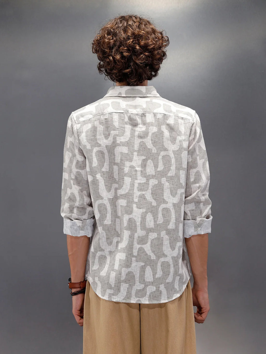 Abstract Aop Printed Regular Fit Shirt | Grey