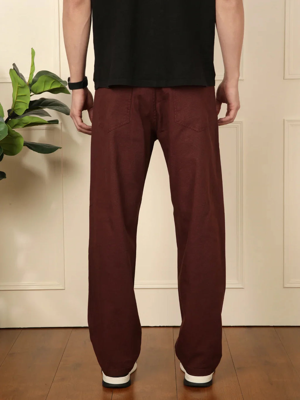 Brown Loose Fit Solid Trouser