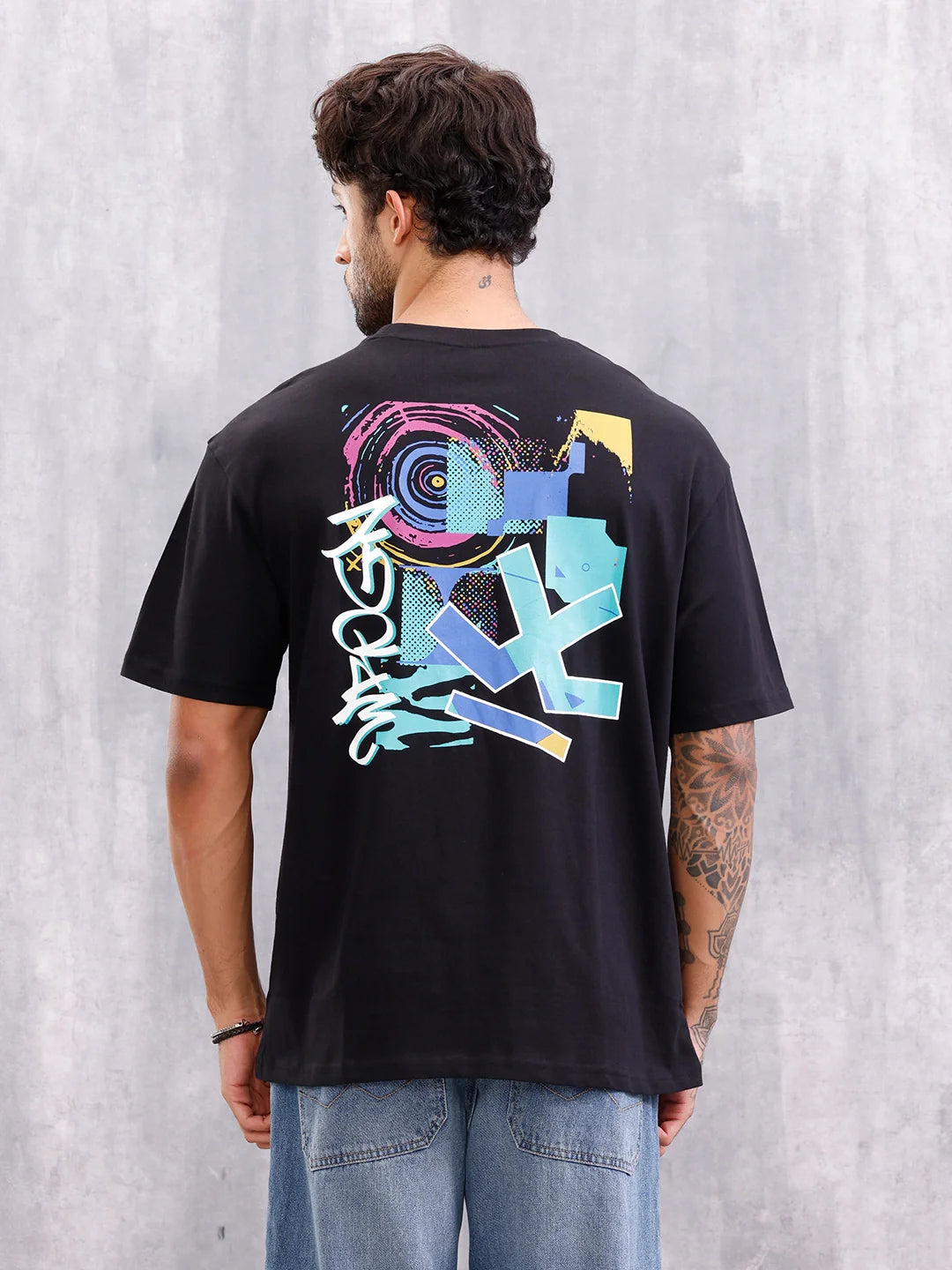Graphic Printed Oversized Fit T-shirt | Black