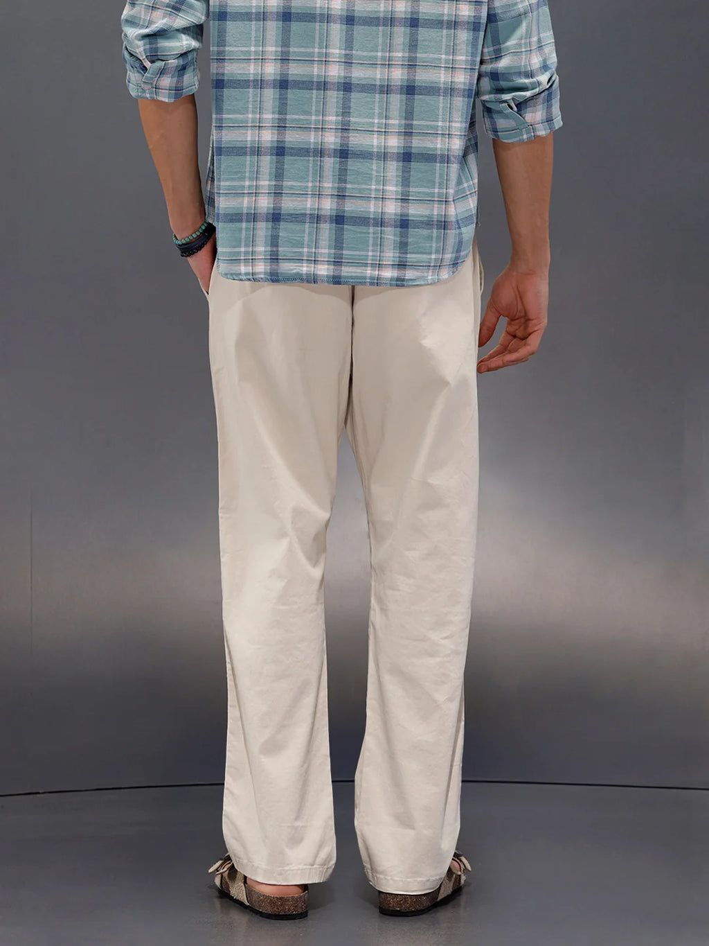Peached Cotton Straight Fit Trouser | Beige
