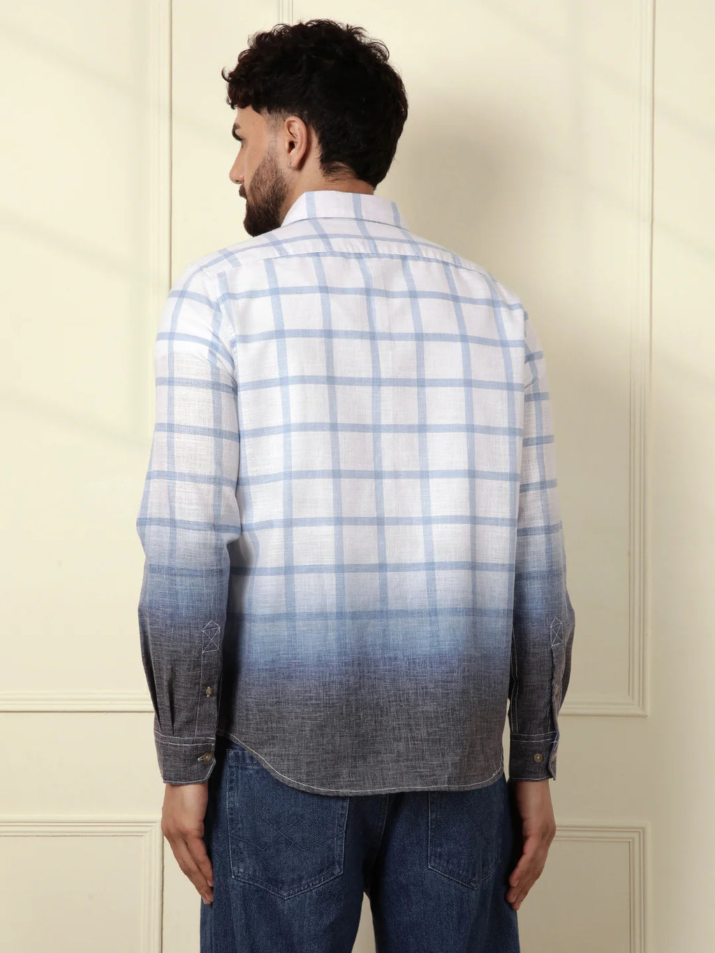 Checked Ombre Print Shirt | Blue